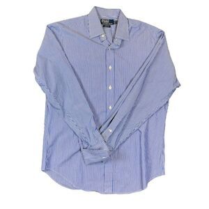 Polo Ralph Lauren Curham Cotton Dress Shirt French Cuffs Blue White 15 1/2 - 34